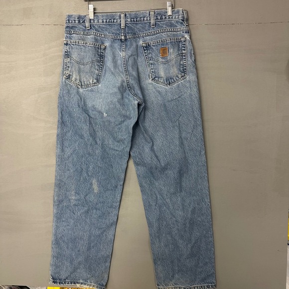 Carhartt Relaxed Fit Straight Leg Denim Jeans Light Wash Mens Size - Picture 2 of 6
